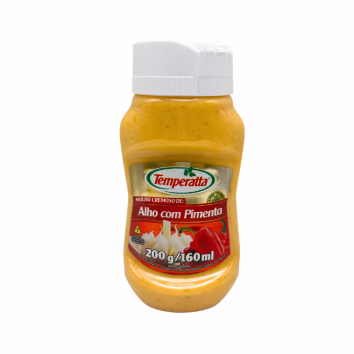 Molho cremoso de alho com pimenta Temperatta textura suave e picante