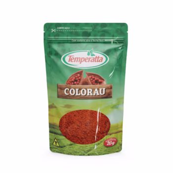 Colorífico em pó natural Temperatta em embalagem Stand Up Pouch prática.
