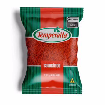 Colorífico em pó Temperatta 500g embalagem varejo para colorir alimentos.