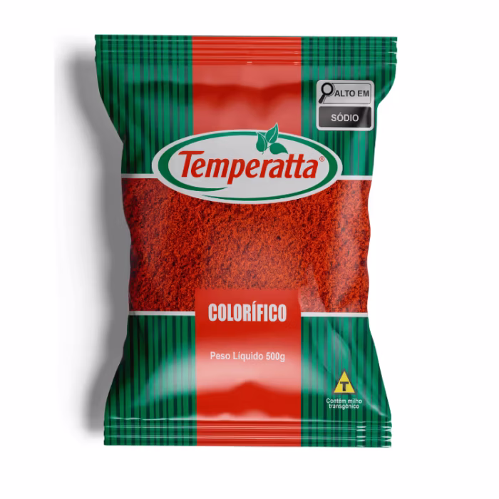Colorífico Temperatta 500g Colorífico em pó Temperatta 500g embalagem varejo para colorir alimentos.