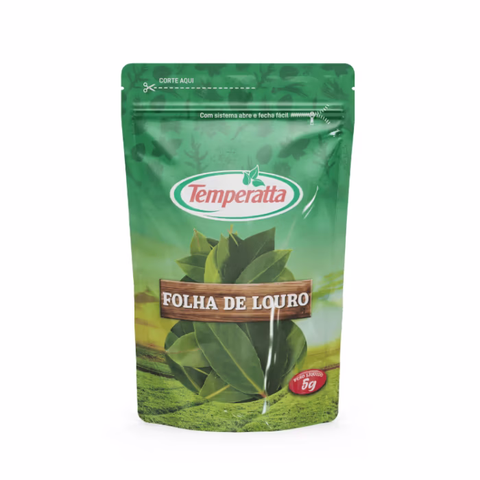 Folha de Louro Temperatta 5g Folha de louro desidratada Temperatta em embalagem Stand Up Pouch 5g.