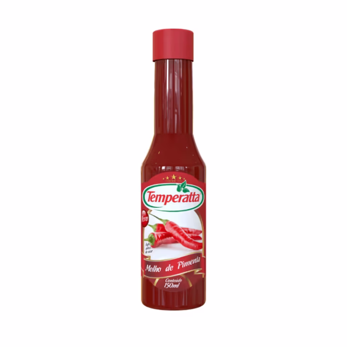 Molho de pimenta vermelha tradicional Temperatta para petiscos.