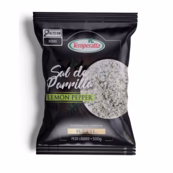 Refil Sal de Parrilla com Lemon Pepper Temperatta sabor cítrico para churrasco.